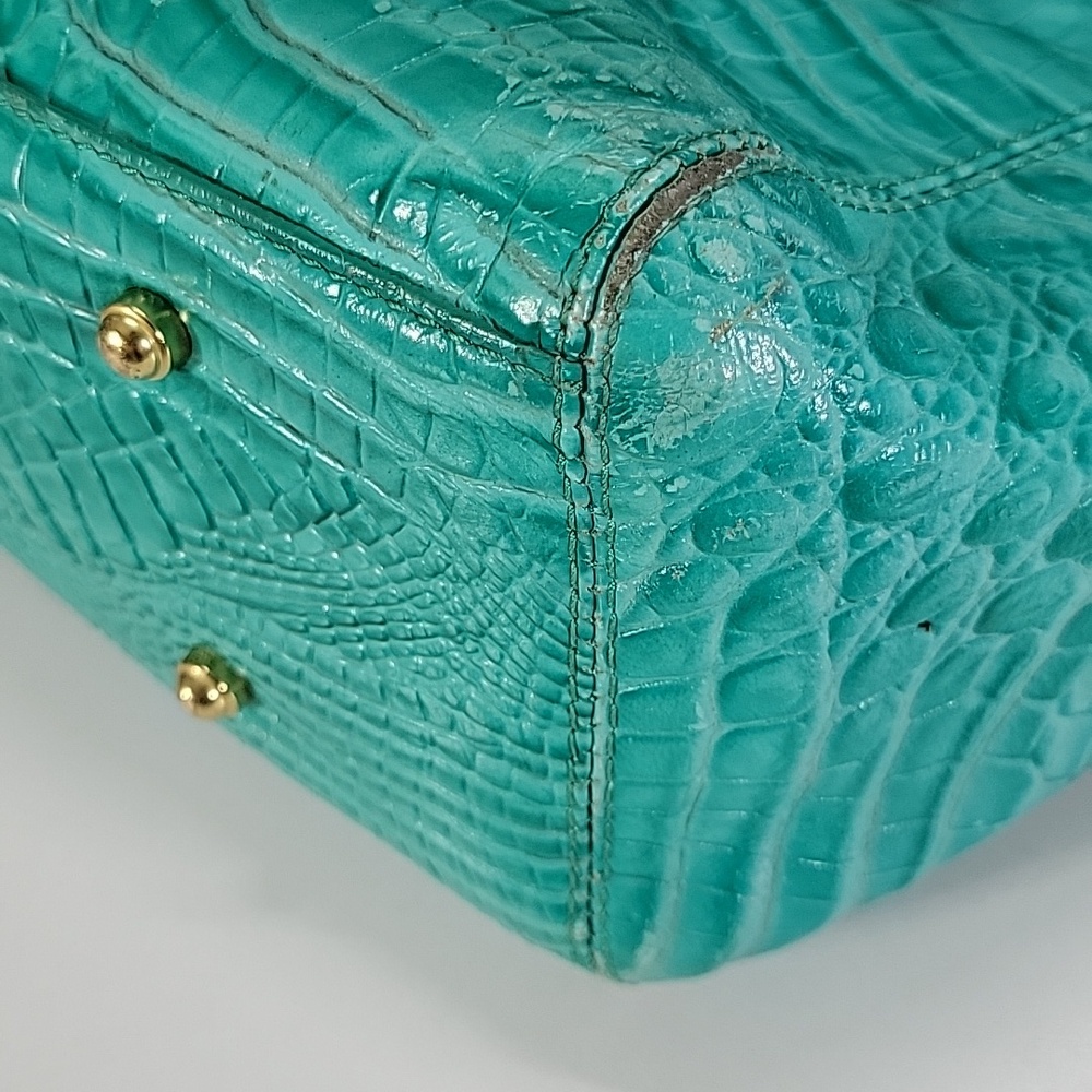 "Brahmin Bright Teal Croc-Embossed Tote Shoulder Bag - Picture 11 of 16